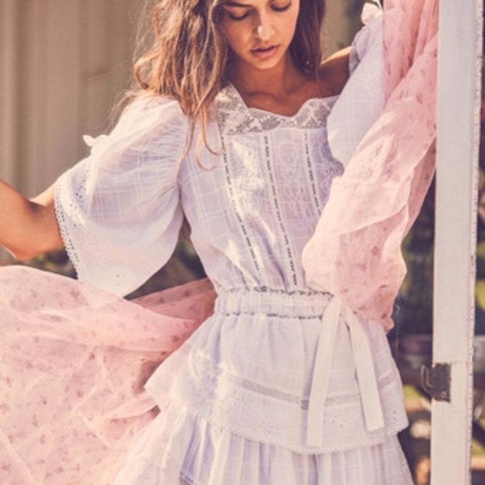 NWT $375 LoveShackFancy Dorothy White Lace Dress